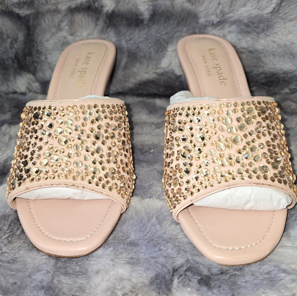 NWB kate spade new york Malibu Crystal Heeled Sandal Mochi Pink Size 10‎